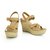 Ugg Australia Jasmine Zapatos de plataforma con sandalias de tacón de cuña de cuero tostado en relieve 40 Beige  ref.205766