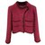 Chanel Chaquetas Negro Rosa Roja Lana  ref.205789