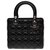 Christian Dior bag Lady Dior MM model in black cannage leather, Garniture en métal argenté  ref.205902