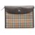 Burberry Brown Haymarket Check Canvas Clutch Bag Multiple colors Beige Leather Cloth Pony-style calfskin Cloth  ref.207352