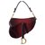 SAC MINI SADDLE DIOR PYTHON Rouge Bordeaux  ref.207502