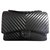 Classique Rare sac à rabat intemporel Chanel So Black Jumbo Chevron Cuir Noir  ref.208821
