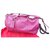 Lancel Wochenend- / Reisetasche Pink Fuschia Leder Tuch  ref.209302