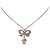 Chanel Silver CC Ribbon Rhinestone Necklace Silvery White Metal  ref.210183