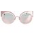 RRP €455 FENDI Round Cat Eye Sunglasses Flash Mirrored Lenses Made in Italy Pink Metal  ref.211254