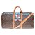 Louis Vuitton Keepall Travel Bag 55 with "Popeye" shoulder strap customized by the artist PatBo Brown Leather Cloth  ref.212828