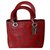 Lady Dior Dior Handbags Red Leather  ref.212846