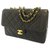 Bolso Chanel Negro Matelasse de piel de cordero con solapa Cuero  ref.213640