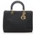 Bolso de mano Lady Dior de nailon Dior Cannage negro Cuero Nylon Paño  ref.213695