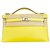 Hermès Kelly clutch jaune lime Cuir  ref.214036