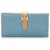 Hermès Portefeuille long Hermes Blue Epsom Bearn Cuir Veau façon poulain Bleu Bleu clair  ref.214110