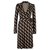 Diane Von Furstenberg DvF Jeanne Silk Wrap Dress Edição Vintage Marrom Preto Caramelo Seda  ref.214748