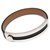 Bracelet en cuir noir Hermès Métal Veau façon poulain Argenté  ref.215027