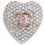 Broche avec logo CC en forme de coeur strass argent / or clair Chanel Métal Argenté  ref.215201