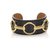 Hermès Hermes Black Mors Cuff Golden Leather Metal Pony-style calfskin  ref.215246