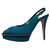 Gianvito Rossi Canete Celeste Peeptoes Turquoise Leather Satin  ref.215356