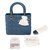 Christian Dior model Lady Dior MM bag in blue cannage leather with shoulder strap , Garniture en métal argenté  ref.215957