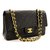 Chanel 2.55 lined flap 10" Chain Shoulder Bag Black Lambskin Leather  ref.216049
