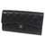 CHANEL Folded Womens long wallet black x silver hardware  ref.216587