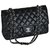 Chanel Bolso mediano con solapa Dbl piel de cordero negra Timeless Classic Negro Cuero  ref.216612