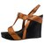 Céline Wedge sandals Brown Leather  ref.216663