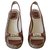 Christian Dior Wedge mules Brown Beige Leather Cloth  ref.217897
