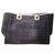 Chanel Deauville Einkaufstasche Blau Leder Tuch  ref.218550