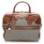 Gucci Gray Diamante Canvas Travel Bag Brown Grey Leather Cloth Pony-style calfskin Cloth  ref.218622
