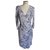 MAJE Superb vestido drapeado T3 Branco Azul Viscose  ref.219202