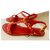 Prada Des sandales Cuir vernis Rouge  ref.219209