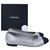 Chanel Satin CC Logo Bailarinas Zapatos Sz 40,5 Plata Satén  ref.219355
