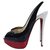 Christian Louboutin Patent Leather Lady Peep Toe Platform Sling Heels Sz 38 Multiple colors  ref.219476