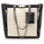 Chanel White CC Fur Tote Bag Black Leather Patent leather  ref.219863
