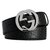 Talla de cinturón en relieve de cuero negro Gucci 90  ref.219968