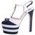 Gucci Heels White Navy blue Leather  ref.220317