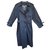 gabardina de mujer Burberry vintage, T 38 De gran tamaño, Forro de lana extraíble. Azul marino Algodón Poliéster  ref.220895