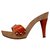 Casadei high heeled mules Beige Orange Leather Wood  ref.221488