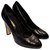 Chanel Heels Black Leather  ref.222396