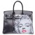 Peça esplêndida e única: Hermès Birkin 35 personalizado "Marilyn" em couro preto e marrom , guarnição de metal de paládio, assinado e numerado #78 pelo artista PatBo  ref.222638