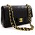 Chanel 2.55 solapa forrada 9Bolso de hombro "Chain" Bolso de piel de cordero negro Cuero  ref.222749