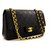 Chanel 2.55 lined flap 10" Chain Shoulder Bag Black Lambskin Leather  ref.222751