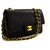 Chanel 2.55 gefütterte Klappe 9"Chain Shoulder Bag Black Lambskin Schwarz Leder  ref.222752