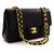 Chanel 2.55 gefütterte Klappe 9"Chain Shoulder Bag Black Lambskin Schwarz Leder  ref.222758