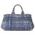 Prada White Printed Canapa Handbag Blue Cloth Cloth  ref.223011