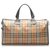 Burberry Brown Haymarket Check Canvas Travel Bag Multiple colors Beige Leather Cloth Pony-style calfskin Cloth  ref.223036