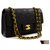 Chanel 2.55 gefütterte Klappe 9"Chain Shoulder Bag Black Lambskin Schwarz Leder  ref.223129