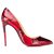 Christian Louboutin Zapatos de tacón de piel de pitón con escote rojo Roja Cuero  ref.223599