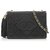 Chanel Black CC Satin Chain Crossbody Bag Leather Cloth  ref.223632