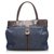 Chanel Blue CC Denim Tote Bag Brown Leather Pony-style calfskin Cloth  ref.223638