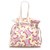 Céline Celine White Printed Canvas Tote Bag Pink Leather Cloth Pony-style calfskin Cloth  ref.223740